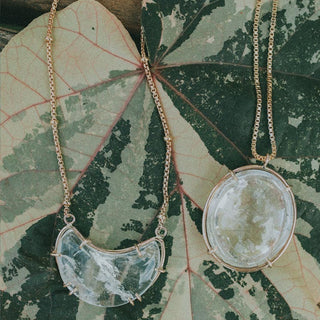 Crescent Moon Necklace - Rose Quartz