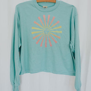 Sun Longsleeve Crop Tee - Aqua