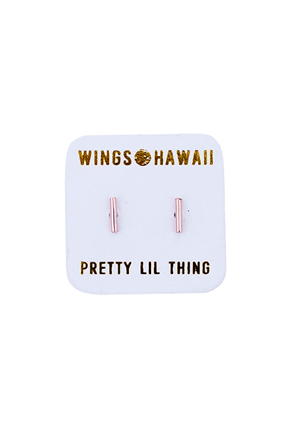 wings hawaii hand made tiny dainty bar studs earrings minimal geometric shaped jewelry 14 karat gold