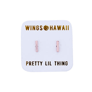 wings hawaii hand made tiny dainty bar studs earrings minimal geometric shaped jewelry 14 karat gold