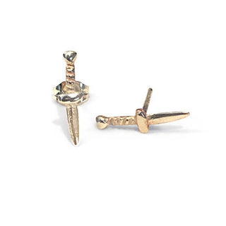 wings hawaii hand made tiny dagger stud earrings in sterling silver and 14k yellow gold