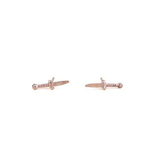 14k yellow gold dagger mini knife sword stud earrings simple minimal classic womens jewelry hand made haiku maui wings hawaii