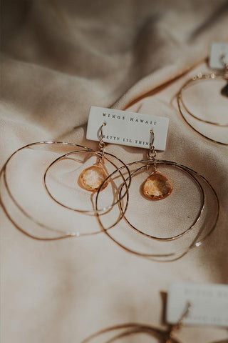 Double Hoop Earrings - Citrine