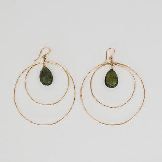 Double Hoop Earrings - Green Tourmaline