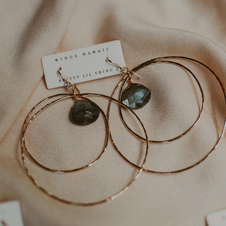 Double Hoop Earrings - Labradorite
