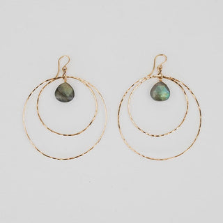 Double Hoop Earrings - Labradorite
