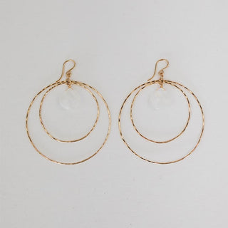 Double Hoop Earrings - Rainbow Moonstone