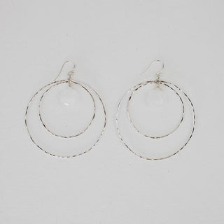 Double Hoop Earrings - Rainbow Moonstone