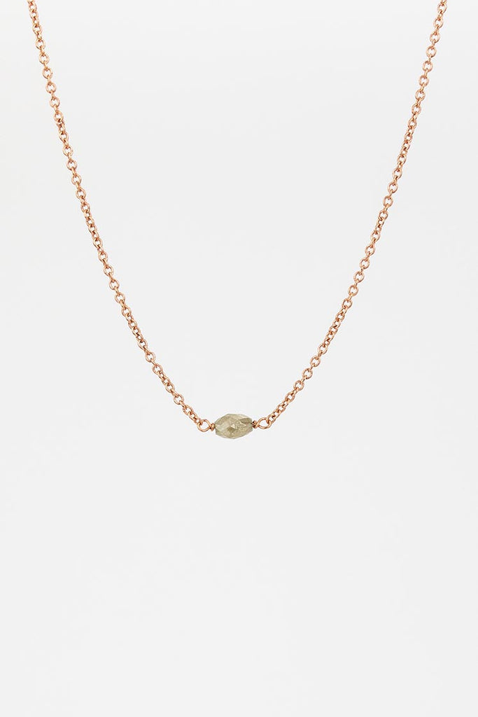 Raw Diamond Solitaire Necklace - 14k