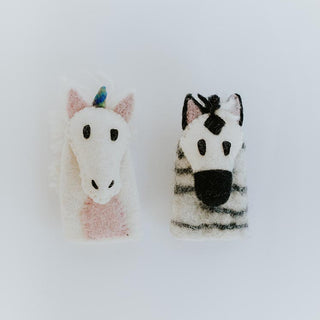 Finger Puppet Pair - Zebra and Unicorn