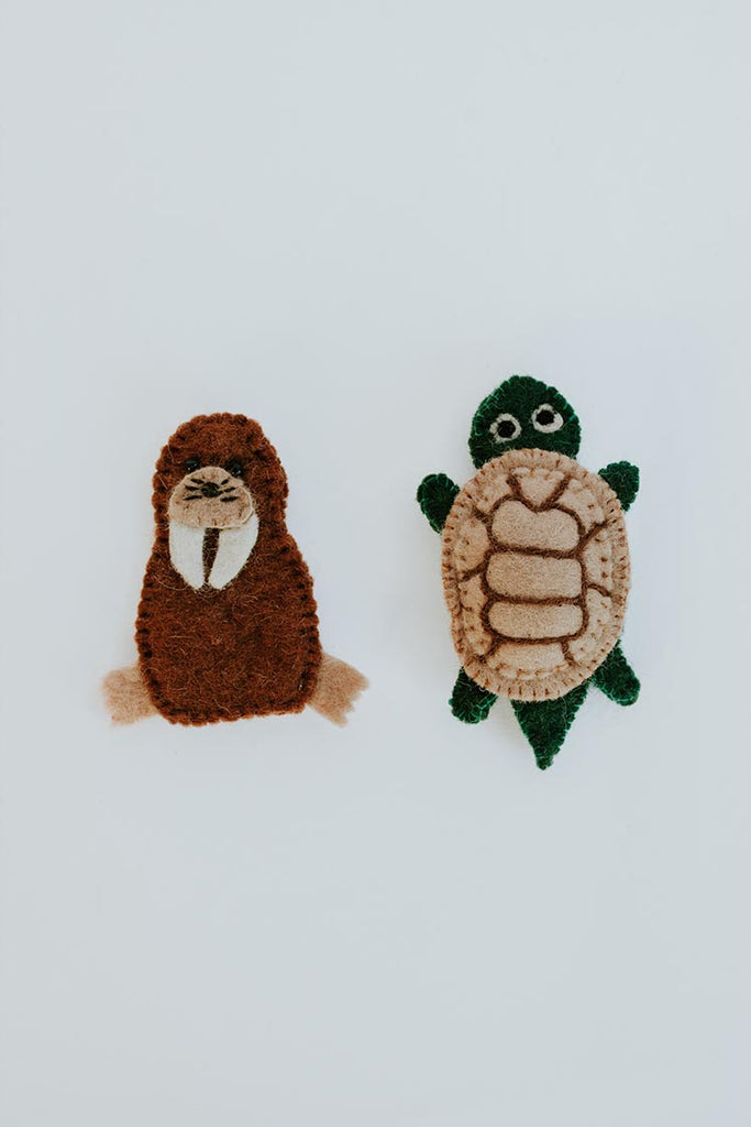 Finger Puppet Pair - Walrus and Turtle