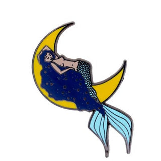 wings hawaii enameled pin crescent moon mermaid beach babe maui girl cosmic dream