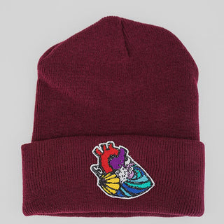 Folded Knit Beanie - Burgundy