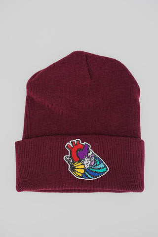 Folded Knit Beanie - Burgundy