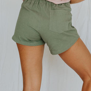 Green Army Twill Cotton Womens shorts