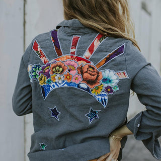 Linen Jacket with Hand made Collage