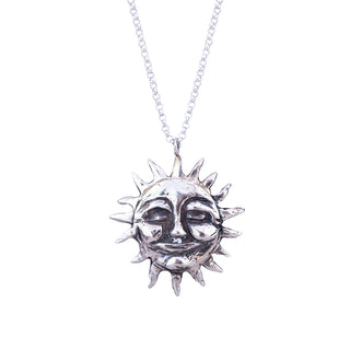 wings hawaii necklace with casted smiling sterling silver sun on sterling silver chain
