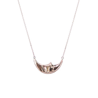 wings hawaii necklace with horizontal sleeping moon in solid 14 karat yellow gold