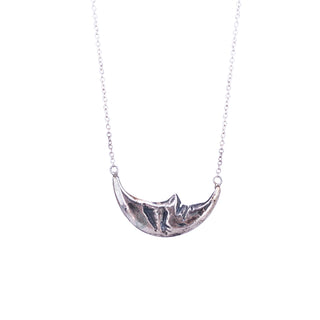 wings hawaii necklace with horizontal sleeping moon in solid sterling silver