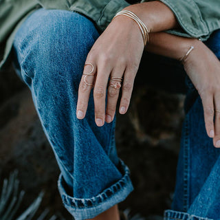 gold filled wire in infinity shape wrap around ring women's jewelry simple minimal elegant style classic everyday piece hand made in haiku maui wings hawaii