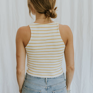 Bridget Cropped Tank - Yellow Stripe