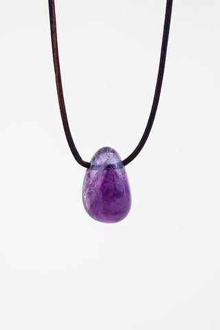 Leather Necklace - Amethyst