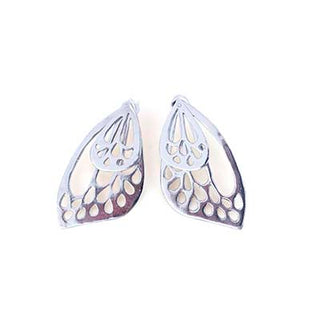 wings hawaii hand made butterfly wing small stud earrings sterling silver 14 karat yellow gold ear jackets