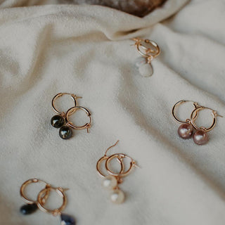 Charm Hoops - Tahitian Pearl