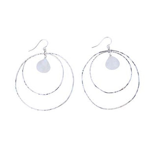 wings hawaii double hoop large earrings rainbow moonstone gemstone sterling silver gold filled fine jewelry maui made