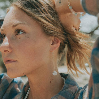Drop Chain Earrings - Moonstone