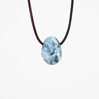 Leather Necklace - Moss Agate