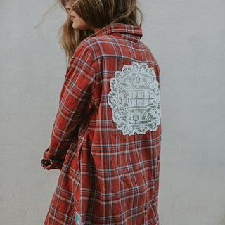 Hand crafted Vintage Flannel with Lace