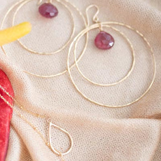 lariat style necklace with sterling silver or gold filled chain with a pink tourmaline stone drop women's jewelry hand made in haiku maui wings hawaii gem stone jewels crystal magic