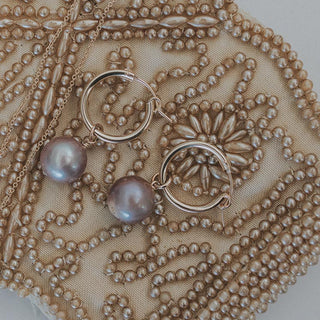 Pink Edison Pearl Hoop Earrings