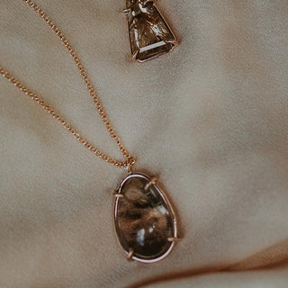 Teardrop Crystal Ball Necklace - Rutilated Quartz