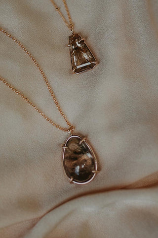Teardrop Crystal Ball Necklace - Rutilated Quartz
