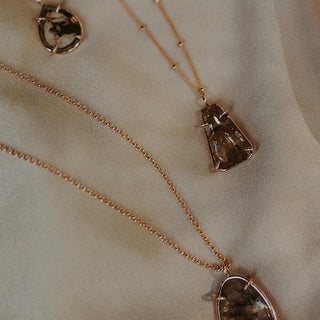 Teardrop Crystal Ball Necklace - Rutilated Quartz