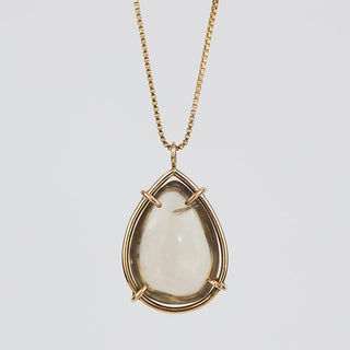 Teardrop Crystal Ball Necklace - Smoky Quartz