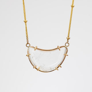 Crescent Moon Necklace - Rose Quartz