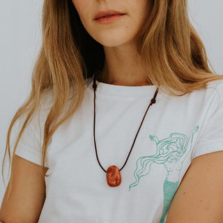 Leather Necklace - Red Jasper