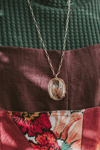 Crystal Ball Necklace - Rutilated Quartz XL