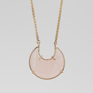 Crystal Moon Necklace - Rose Quartz