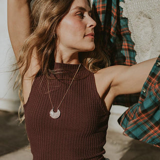 Crystal Moon Necklace - Rose Quartz