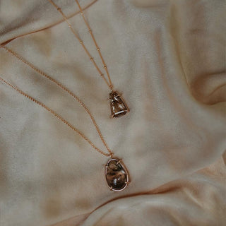 Teardrop Crystal Ball Necklace - Rutilated Quartz