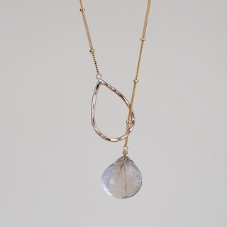 Lariat Necklace - Rutilated Quartz