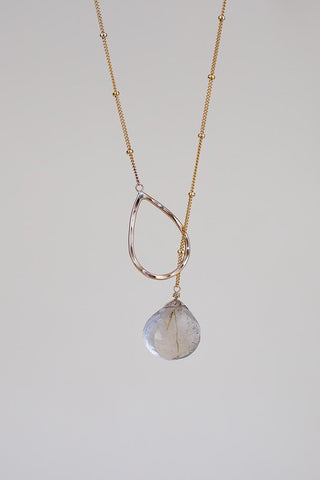 Lariat Necklace - Rutilated Quartz