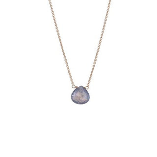 single stone necklace sapphire gem set on 14k yellow gold chain women's magical crystal jewelry fine dainty minimal made on maui wings hawaii september birthstone