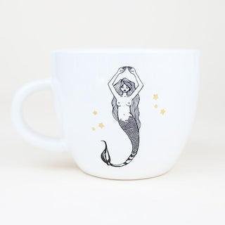 scorpio mermaid zodiac ceramic mug black and white wings hawaii