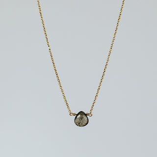 Single Stone Necklace - Labradorite 14K