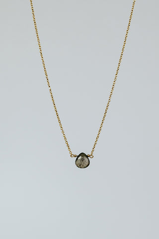 Single Stone Necklace - Labradorite 14K